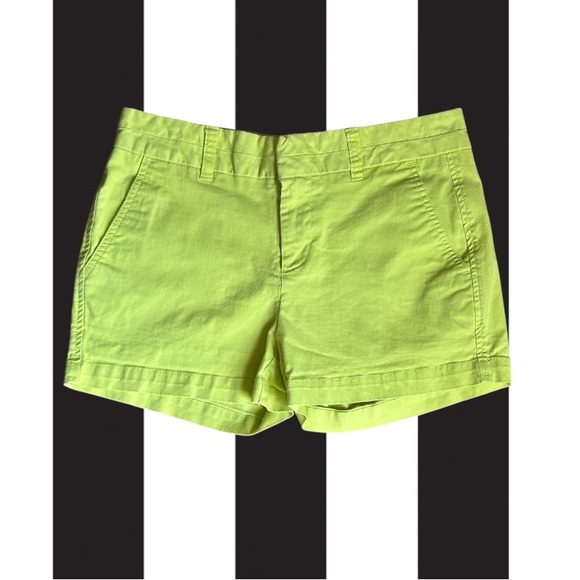 Khakis By Gap Shorts Size 0 Neon Green City 3 Inch Chino Slash Pockets Summer - Picture 1 of 9